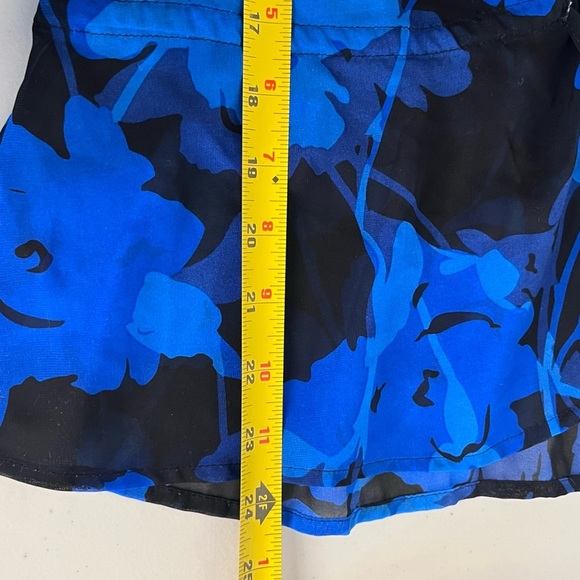 Caché Sheer Dark Floral Ruffle Career Sz S Button Down Front Blouse - Picture 11 of 11